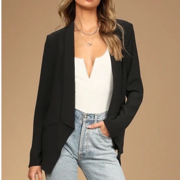Lulus Miss Punctuality Black Lightweight Blazer Size Medium - Picture 1 of 6